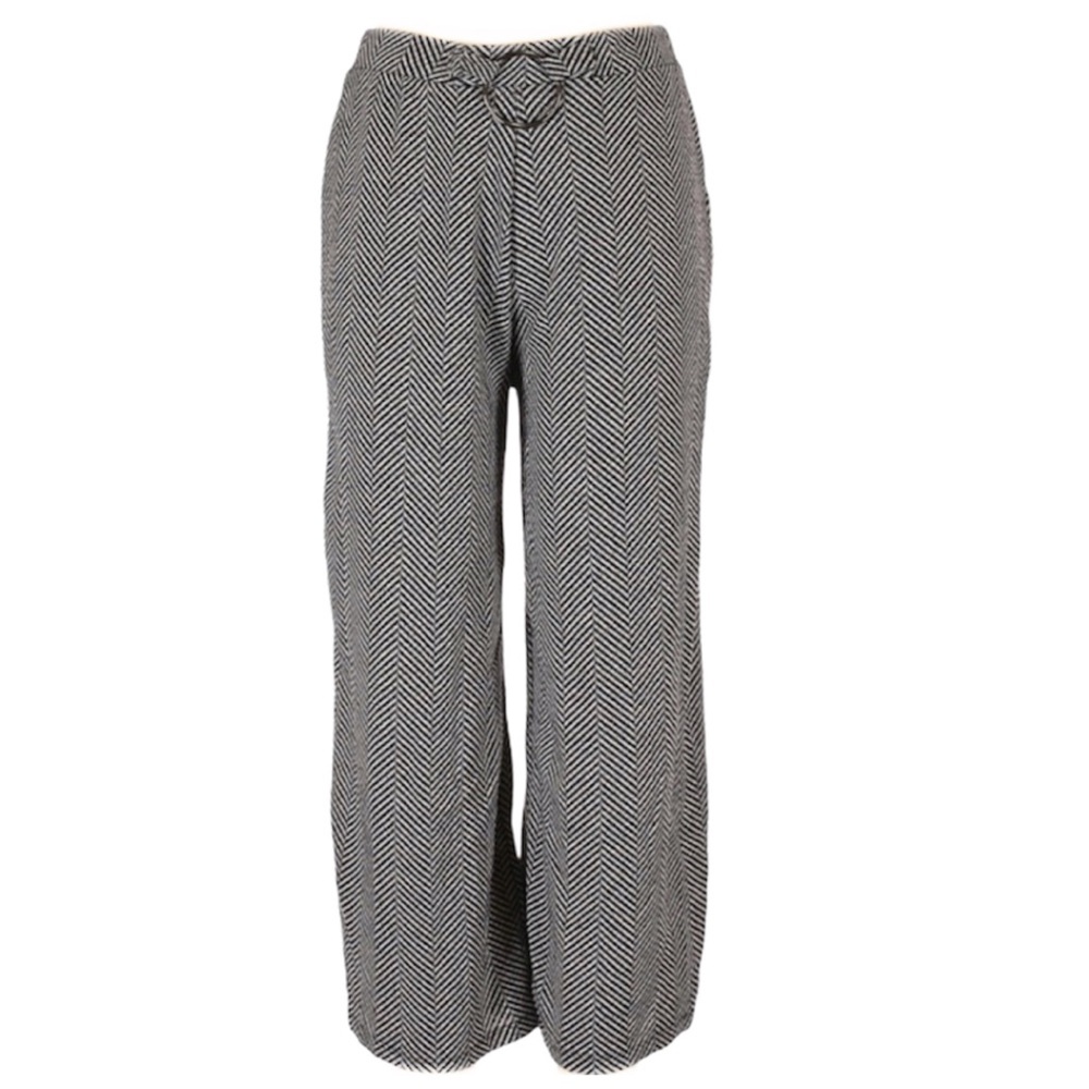 ZARA O-Ring Detail Herringbone Cropped Pants